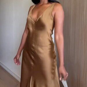 Banana Republic Eterno 100% Silk Maxi Dress, Brown S